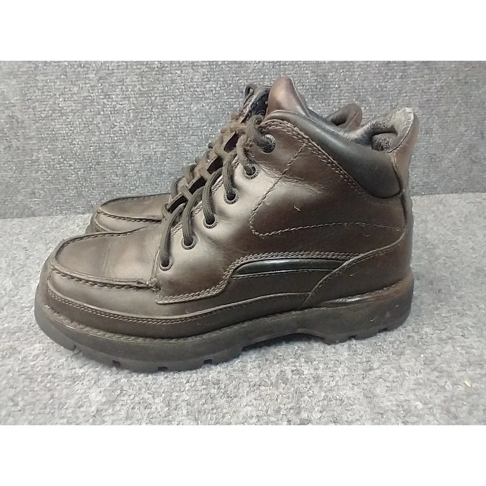 Rockport Mens 7.5 Brown Leather Vibram Sole Moc Toe Chukka Boots Waterproof